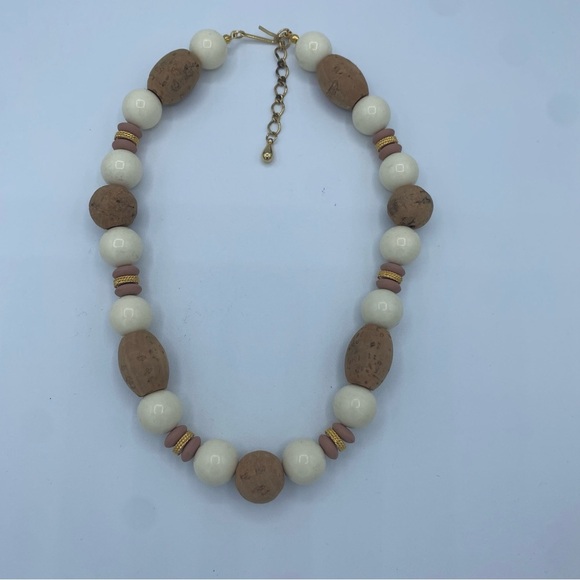 Vintage 50’s style beaded necklace cork cream tones - Picture 4 of 6